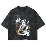 Playera streetwear premium de anime y gaming ExtraLife MX, corte boxy deluxe mineral wash heavyweight en color Acid Wash, moda urbana mexicana de culto.
