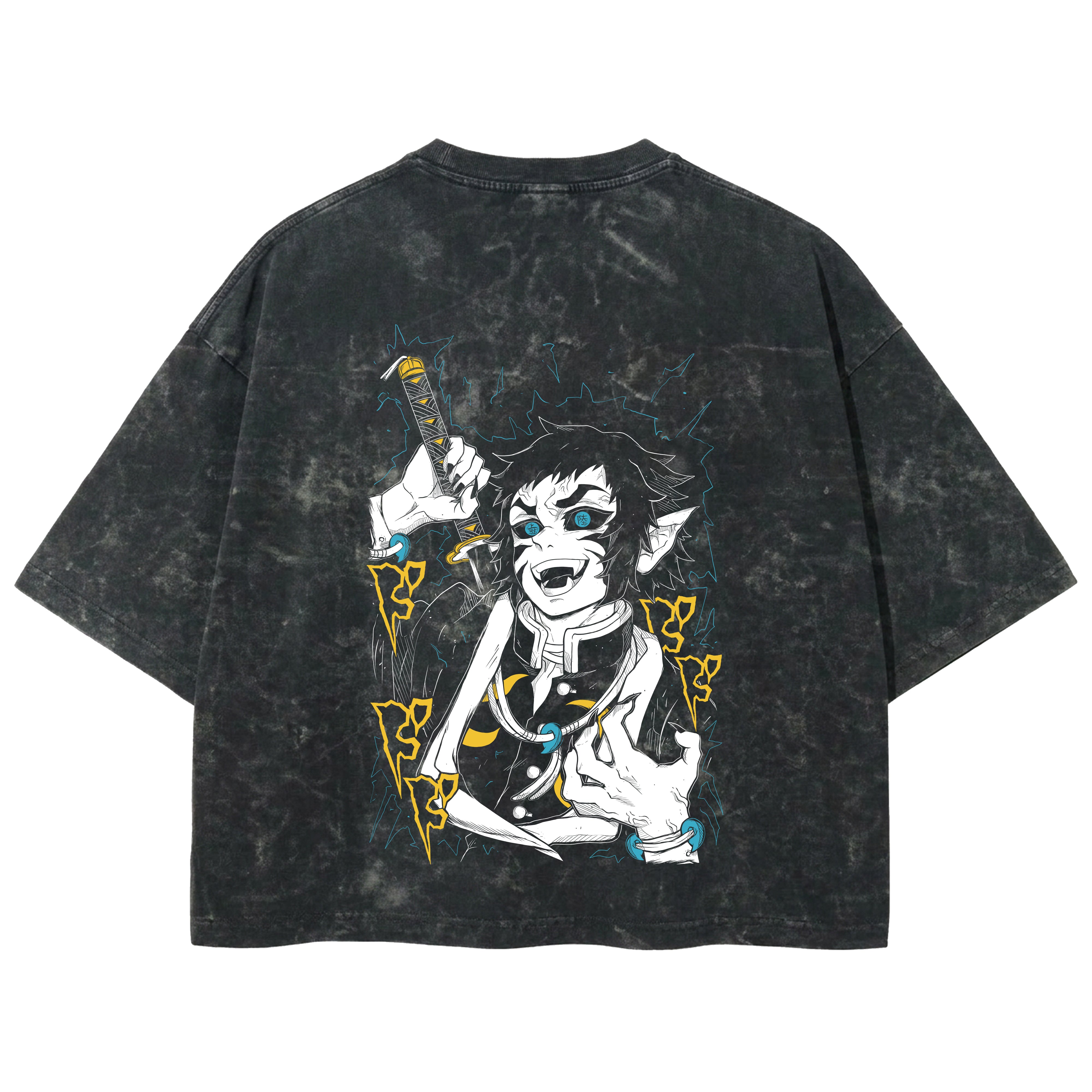 Playera streetwear premium de anime y gaming ExtraLife MX, corte boxy deluxe mineral wash heavyweight en color Acid Wash, moda urbana mexicana de culto.
