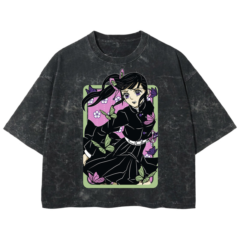 Playera streetwear premium de anime y gaming ExtraLife MX, corte boxy deluxe mineral wash heavyweight en color Acid Wash, moda urbana mexicana de culto.