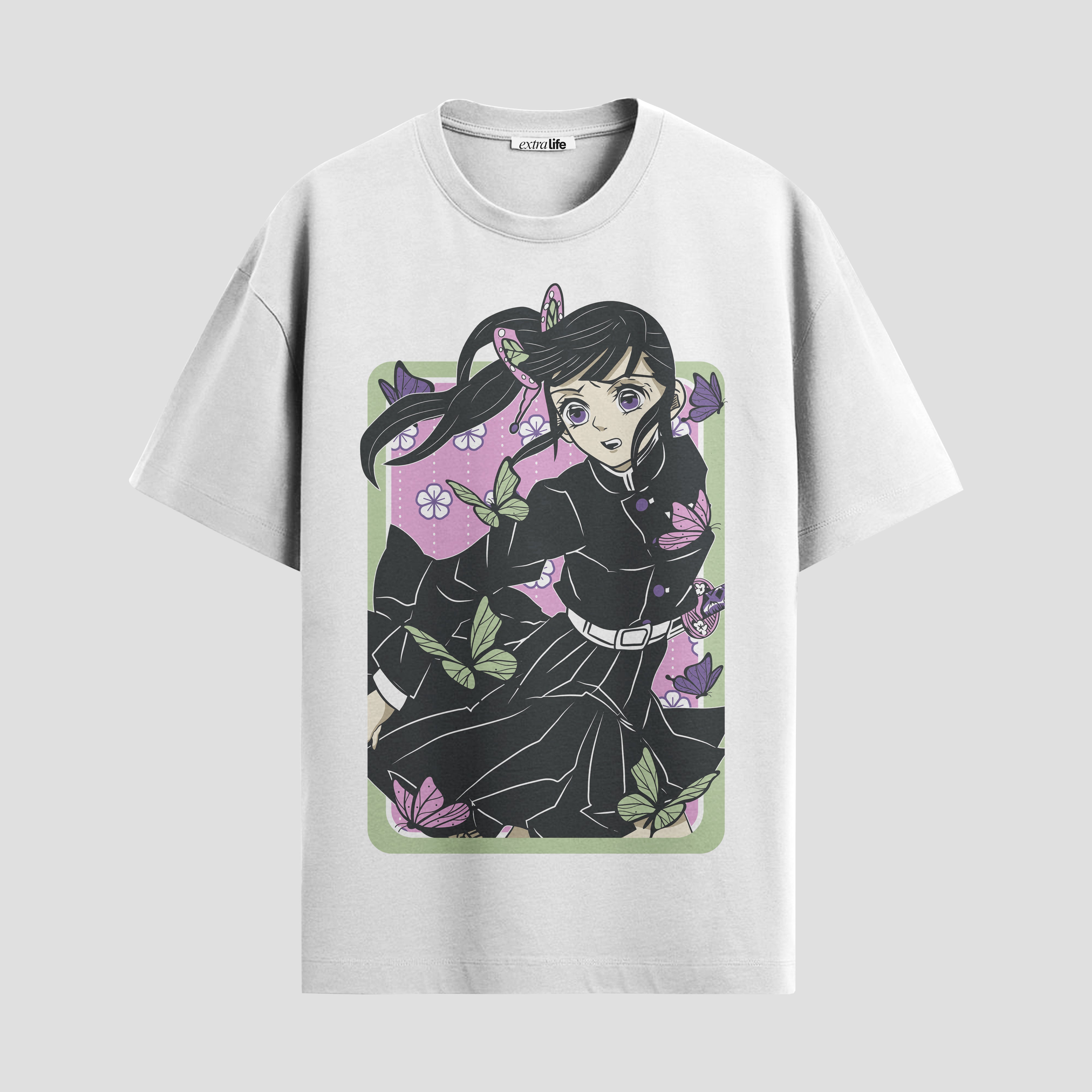 Playera urbana de anime y gaming ExtraLife MX, corte Standard Fit unisex ligero y transpirable en color Deep Black y Pure White, ropa de uso diario para gym y casual.