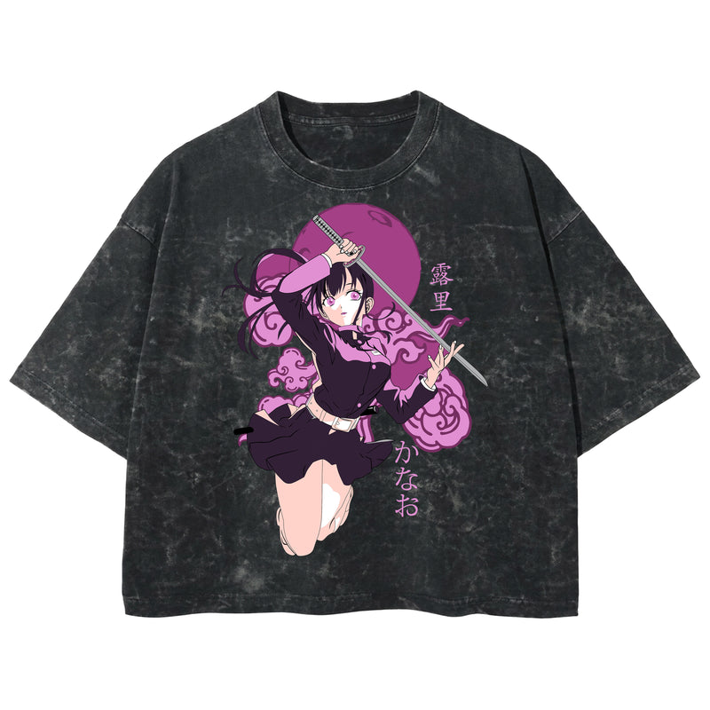 Playera streetwear premium de anime y gaming ExtraLife MX, corte boxy deluxe mineral wash heavyweight en color Acid Wash, moda urbana mexicana de culto.