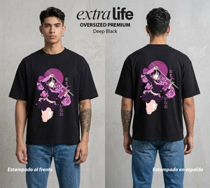 Cazadores de la Noche | Demon Slayer Kanao #01069 - Playera Oversized Premium | Deep Black - Foto en modelo