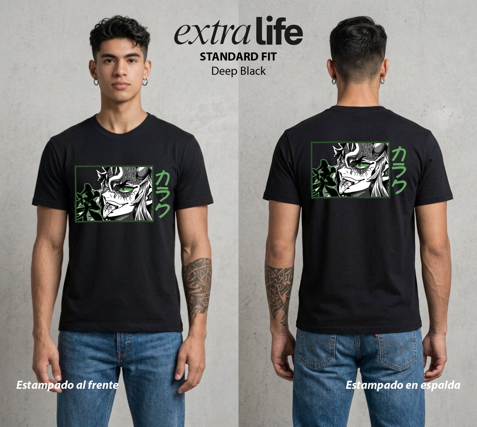 Cazadores de la Noche | El Viento Oscuro #01070 - Playera Standard Fit | Deep Black - Foto en modelo