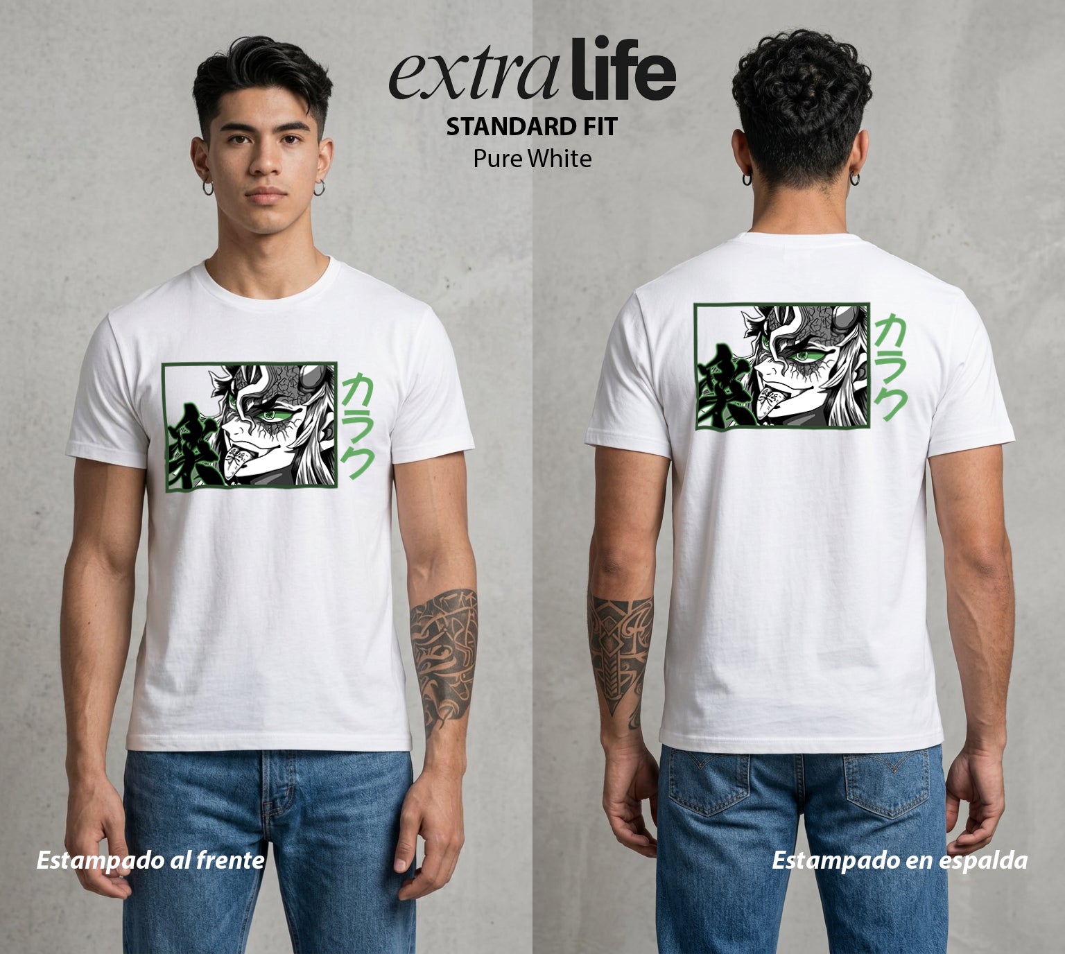 Cazadores de la Noche | El Viento Oscuro #01070 - Playera Standard Fit | Pure White - Foto en modelo