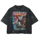 Playera streetwear premium de anime y gaming ExtraLife MX, corte boxy deluxe mineral wash heavyweight en color Acid Wash, moda urbana mexicana de culto.