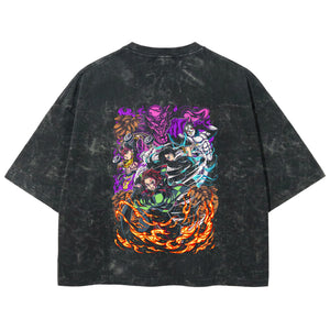 Playera streetwear premium de anime y gaming ExtraLife MX, corte boxy deluxe mineral wash heavyweight en color Acid Wash, moda urbana mexicana de culto.