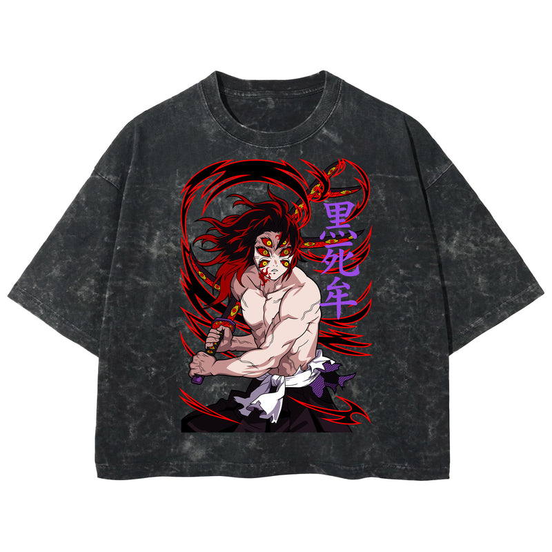 Playera streetwear premium de anime y gaming ExtraLife MX, corte boxy deluxe mineral wash heavyweight en color Acid Wash, moda urbana mexicana de culto.