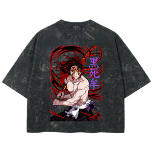 Playera streetwear premium de anime y gaming ExtraLife MX, corte boxy deluxe mineral wash heavyweight en color Acid Wash, moda urbana mexicana de culto.