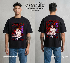 Cazadores de la Noche | La Luna del Oscuro #01074 - Playera Oversized Premium | Deep Black - Foto en modelo