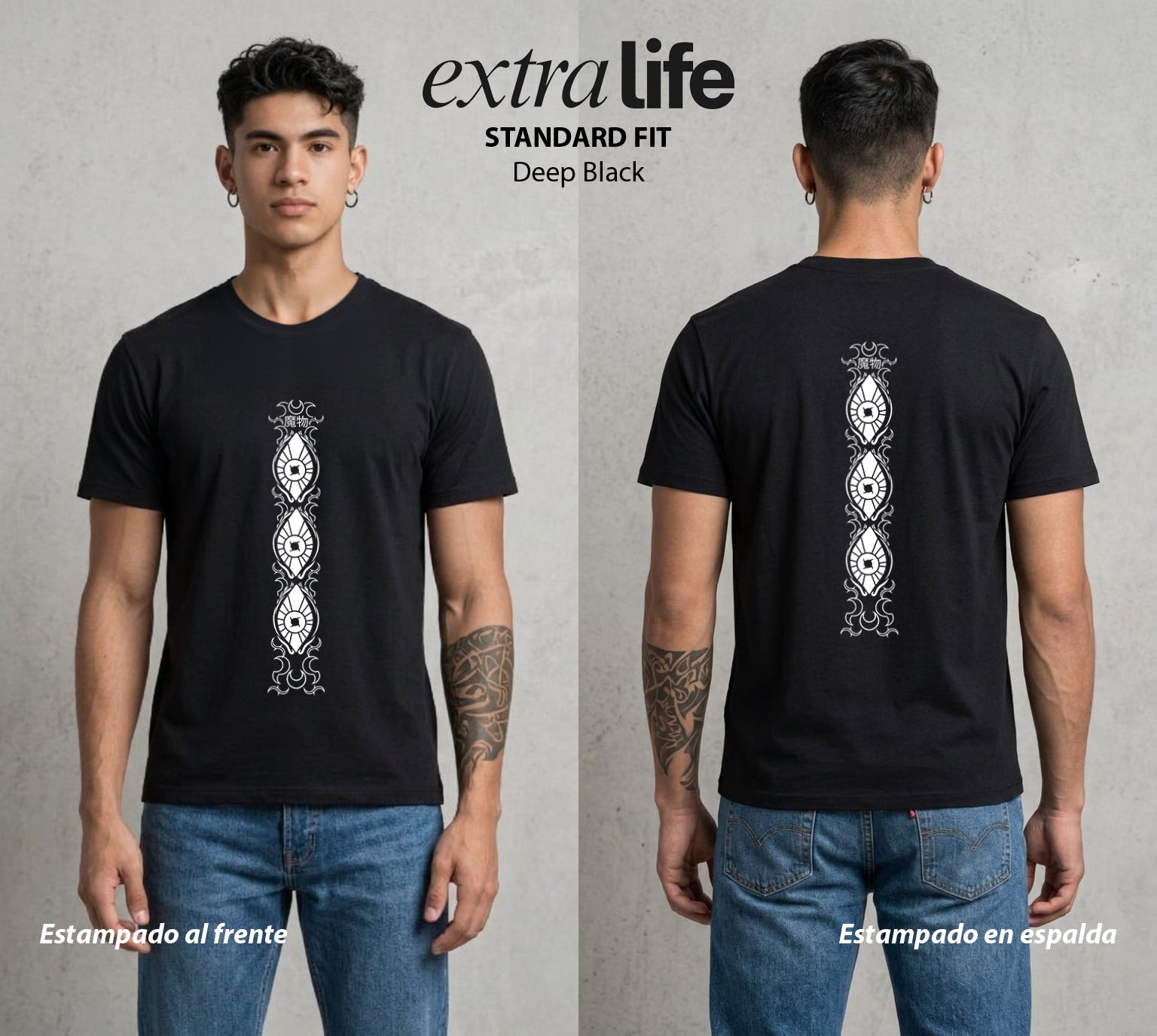 Cazadores de la Noche | El Demon de la Luna #01075 - Playera Standard Fit | Deep Black - Foto en modelo