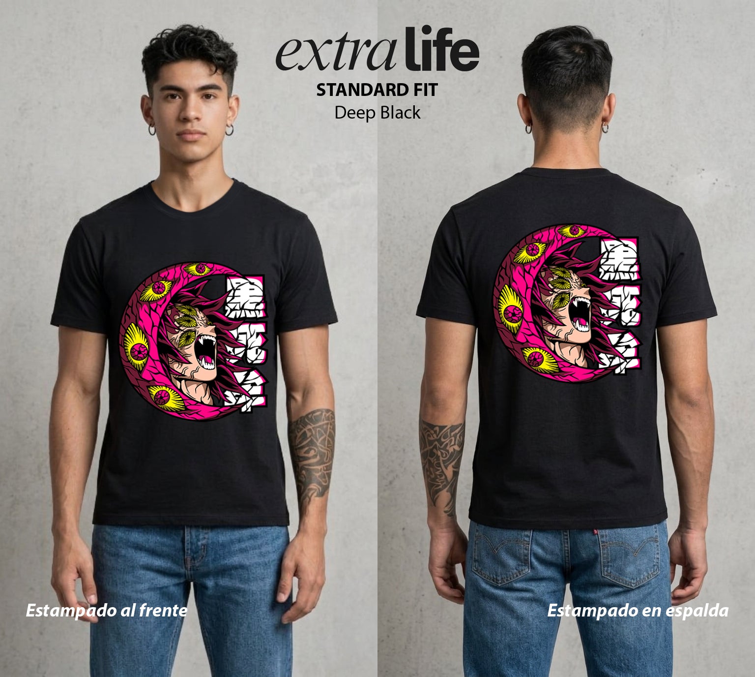 Cazadores de la Noche | El Hermano del Sol #01077 - Playera Standard Fit | Deep Black - Foto en modelo