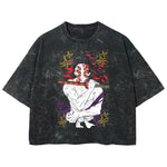 Playera streetwear premium de anime y gaming ExtraLife MX, corte boxy deluxe mineral wash heavyweight en color Acid Wash, moda urbana mexicana de culto.