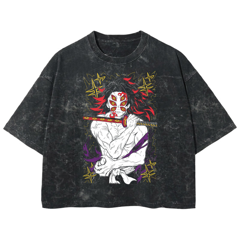 Playera streetwear premium de anime y gaming ExtraLife MX, corte boxy deluxe mineral wash heavyweight en color Acid Wash, moda urbana mexicana de culto.