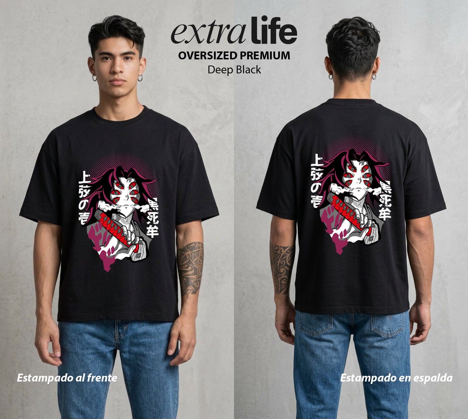 Cazadores de la Noche | La Luna del Oscuro #01079 - Playera Oversized Premium | Deep Black - Foto en modelo
