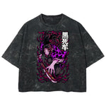 Playera streetwear premium de anime y gaming ExtraLife MX, corte boxy deluxe mineral wash heavyweight en color Acid Wash, moda urbana mexicana de culto.