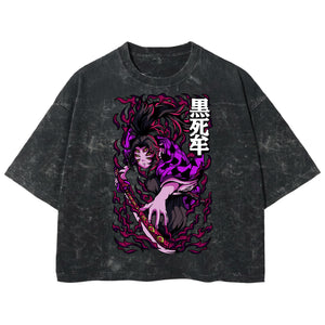 Playera streetwear premium de anime y gaming ExtraLife MX, corte boxy deluxe mineral wash heavyweight en color Acid Wash, moda urbana mexicana de culto.