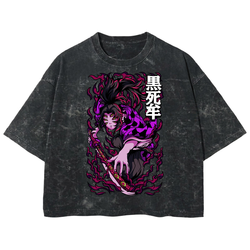 Playera streetwear premium de anime y gaming ExtraLife MX, corte boxy deluxe mineral wash heavyweight en color Acid Wash, moda urbana mexicana de culto.