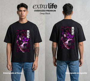Cazadores de la Noche | El Demon de la Luna #01080 - Playera Oversized Premium | Deep Black - Foto en modelo