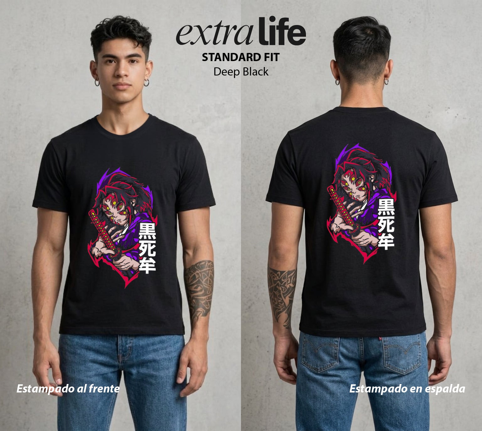 Cazadores de la Noche | La Respiracion de la Luna #01081 - Playera Standard Fit | Deep Black - Foto en modelo