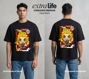 Cazadores de la Noche | El Pillar de las Llamas #01085 - Playera Oversized Premium | Deep Black - Foto en modelo