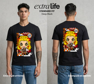 Cazadores de la Noche | El Pillar de las Llamas #01085 - Playera Standard Fit | Deep Black - Foto en modelo