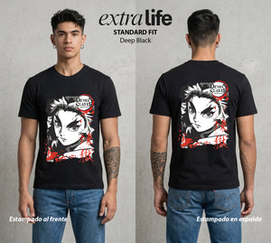 Cazadores de la Noche | Demon Slayer Kyojuro #01086 - Playera Standard Fit | Deep Black - Foto en modelo