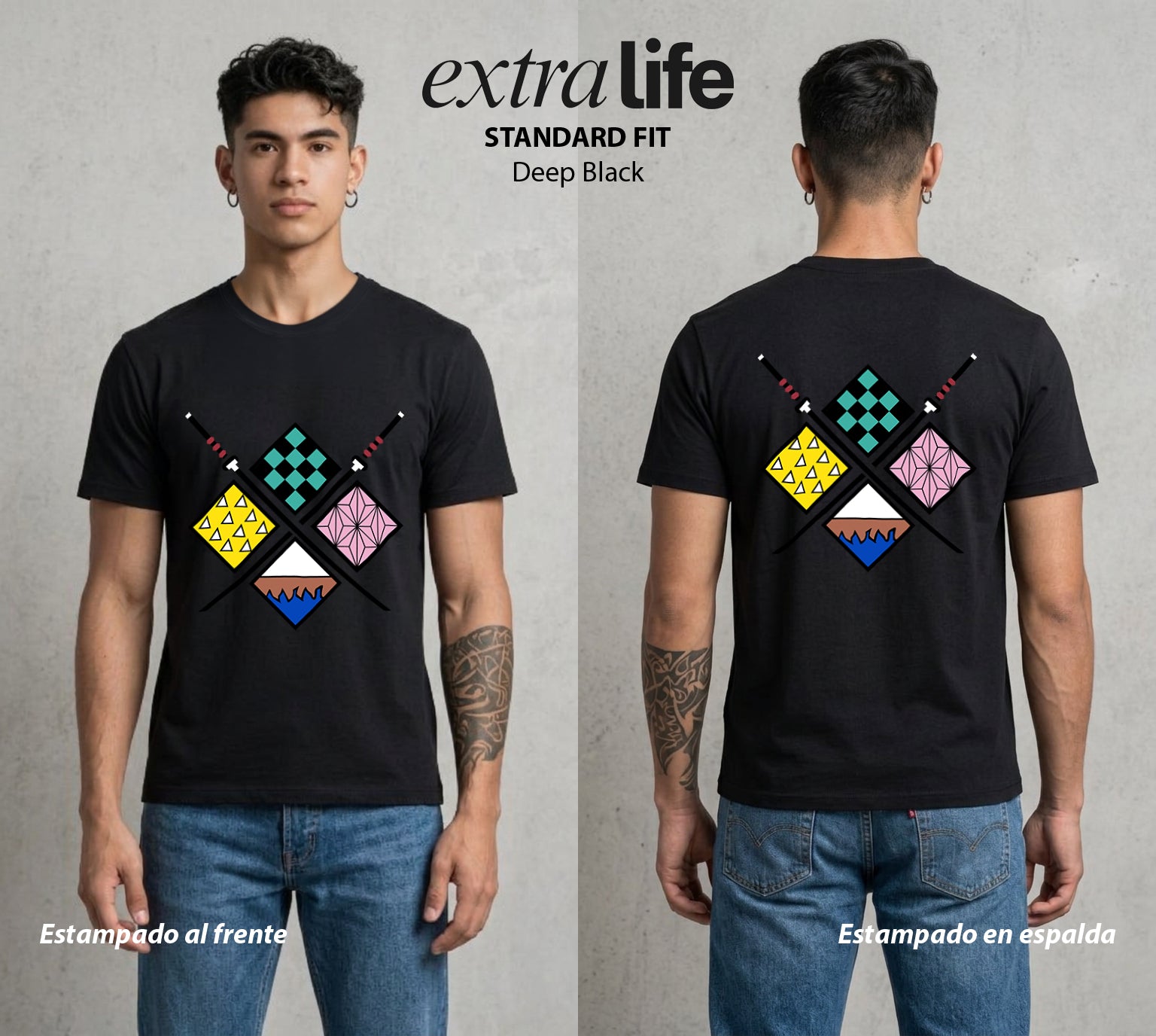 Cazadores de la Noche | El Emblema del Cazador #01087 - Playera Standard Fit | Deep Black - Foto en modelo