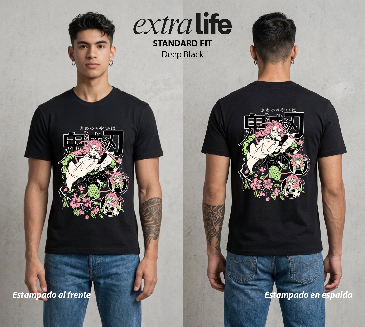 Cazadores de la Noche | El Amor en Llamas #01094 - Playera Standard Fit | Deep Black - Foto en modelo