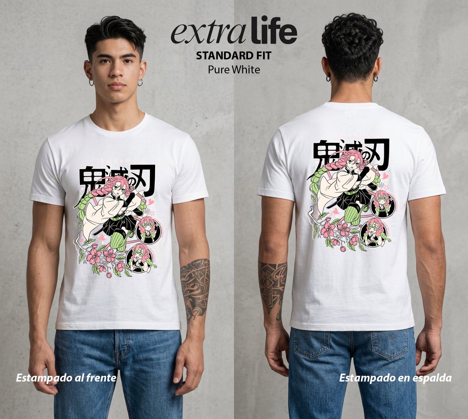 Cazadores de la Noche | El Amor en Llamas #01094 - Playera Standard Fit | Pure White - Foto en modelo