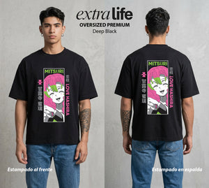 Cazadores de la Noche | La Flexibilidad del Amor #01095 - Playera Oversized Premium | Deep Black - Foto en modelo