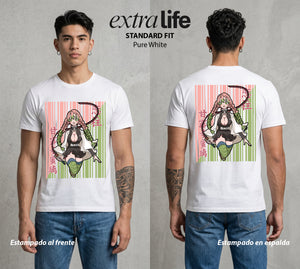 Cazadores de la Noche | Amor y Flexibilidad #01097 - Playera Standard Fit | Pure White - Foto en modelo