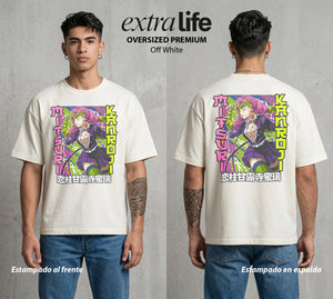 Cazadores de la Noche | Rosa y Fuerza #01098 - Playera Oversized Premium | Off White - Foto en modelo