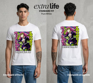 Cazadores de la Noche | Rosa y Fuerza #01098 - Playera Standard Fit | Pure White - Foto en modelo