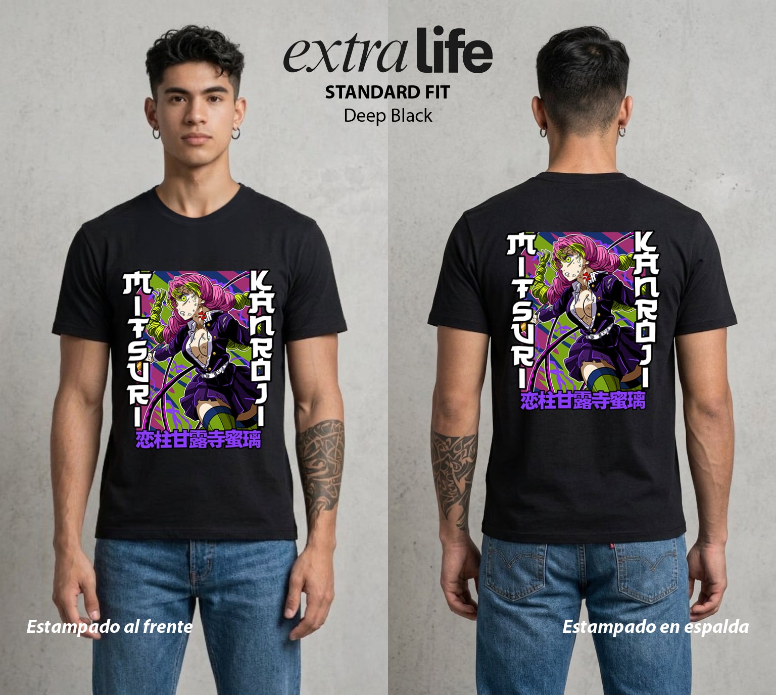 Cazadores de la Noche | El Amor en Llamas #01099 - Playera Standard Fit | Deep Black - Foto en modelo