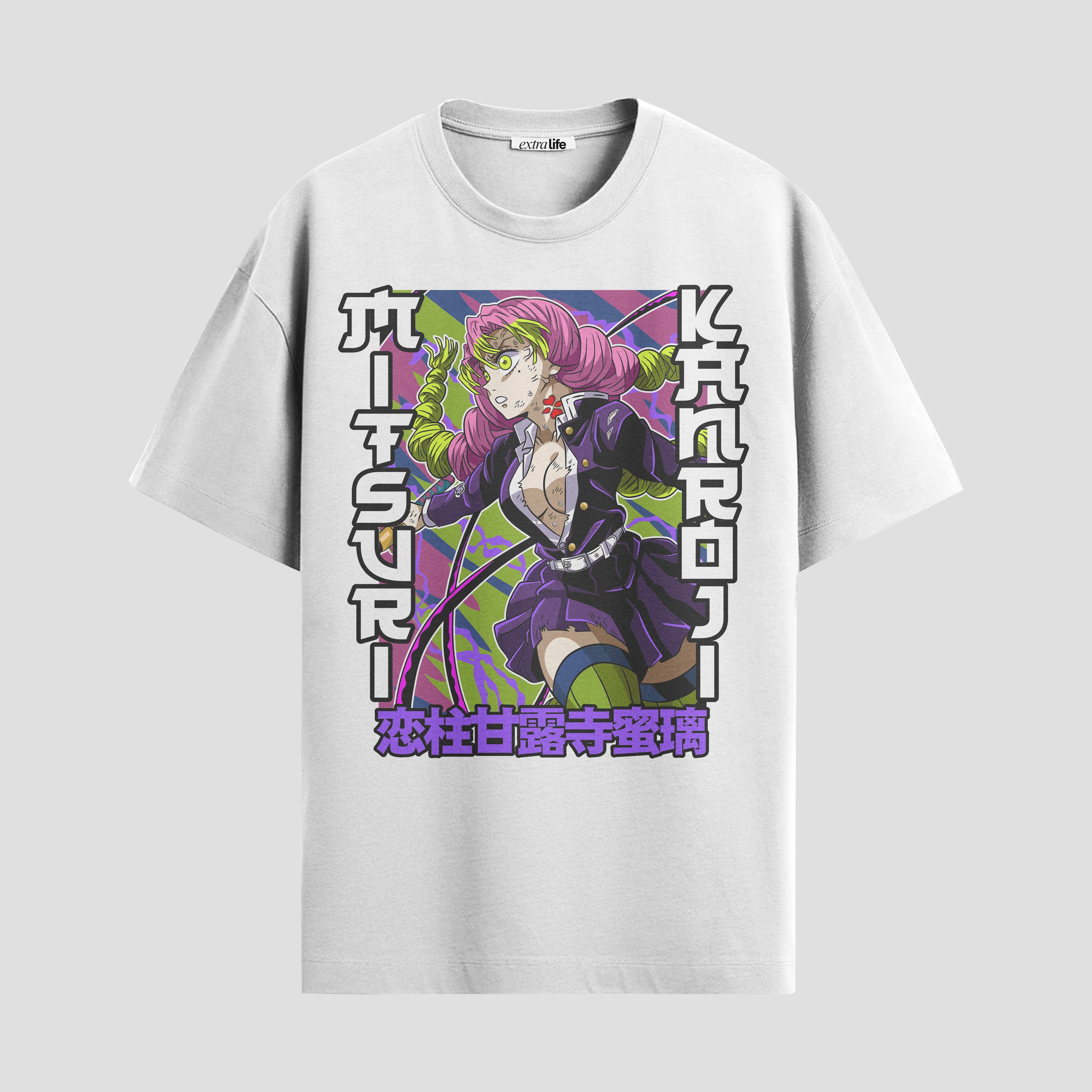 Playera urbana de anime y gaming ExtraLife MX, corte Standard Fit unisex ligero y transpirable en color Deep Black y Pure White, ropa de uso diario para gym y casual.
