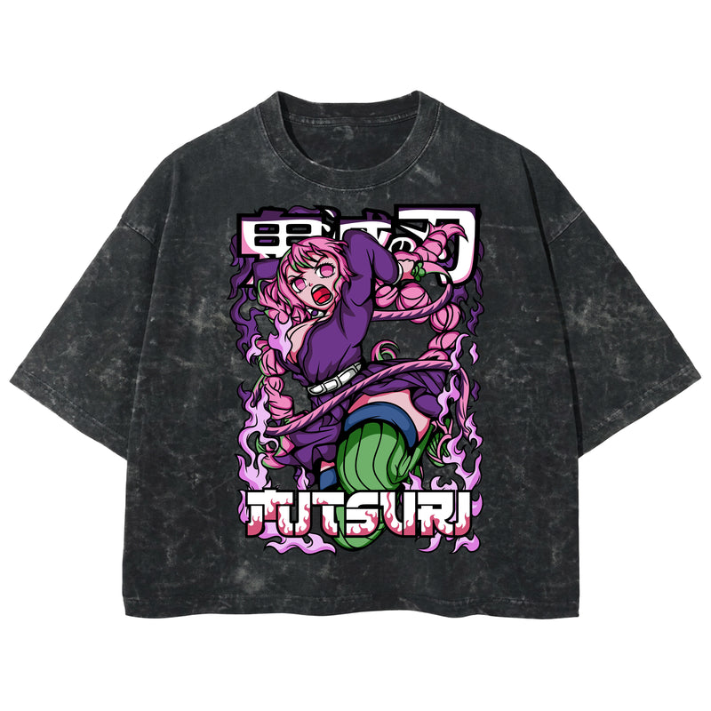 Playera streetwear premium de anime y gaming ExtraLife MX, corte boxy deluxe mineral wash heavyweight en color Acid Wash, moda urbana mexicana de culto.