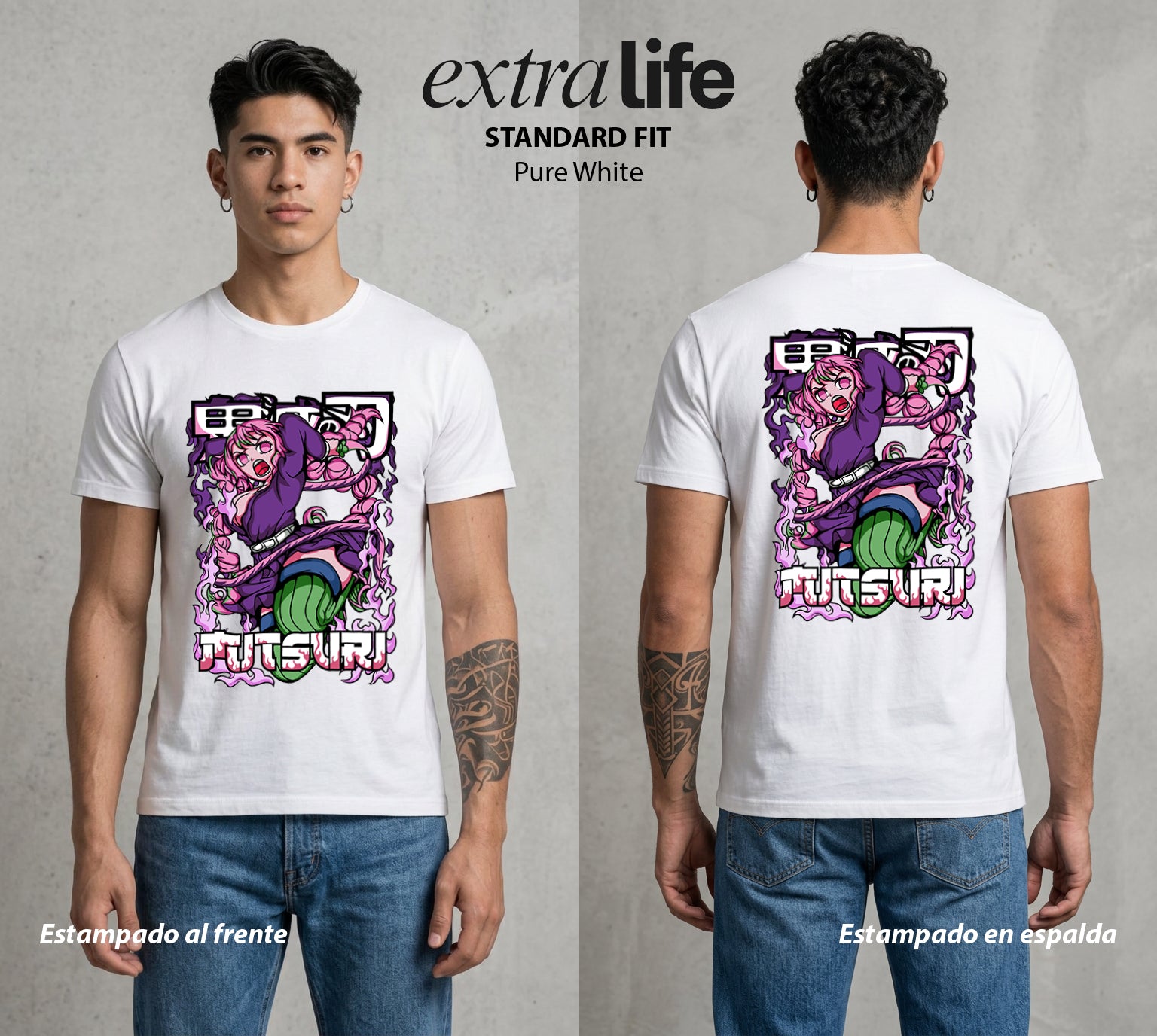 Cazadores de la Noche | El Amor en Llamas #01104 - Playera Standard Fit | Pure White - Foto en modelo