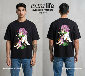 Cazadores de la Noche | La Hermana de Bambu #01105 - Playera Oversized Premium | Deep Black - Foto en modelo