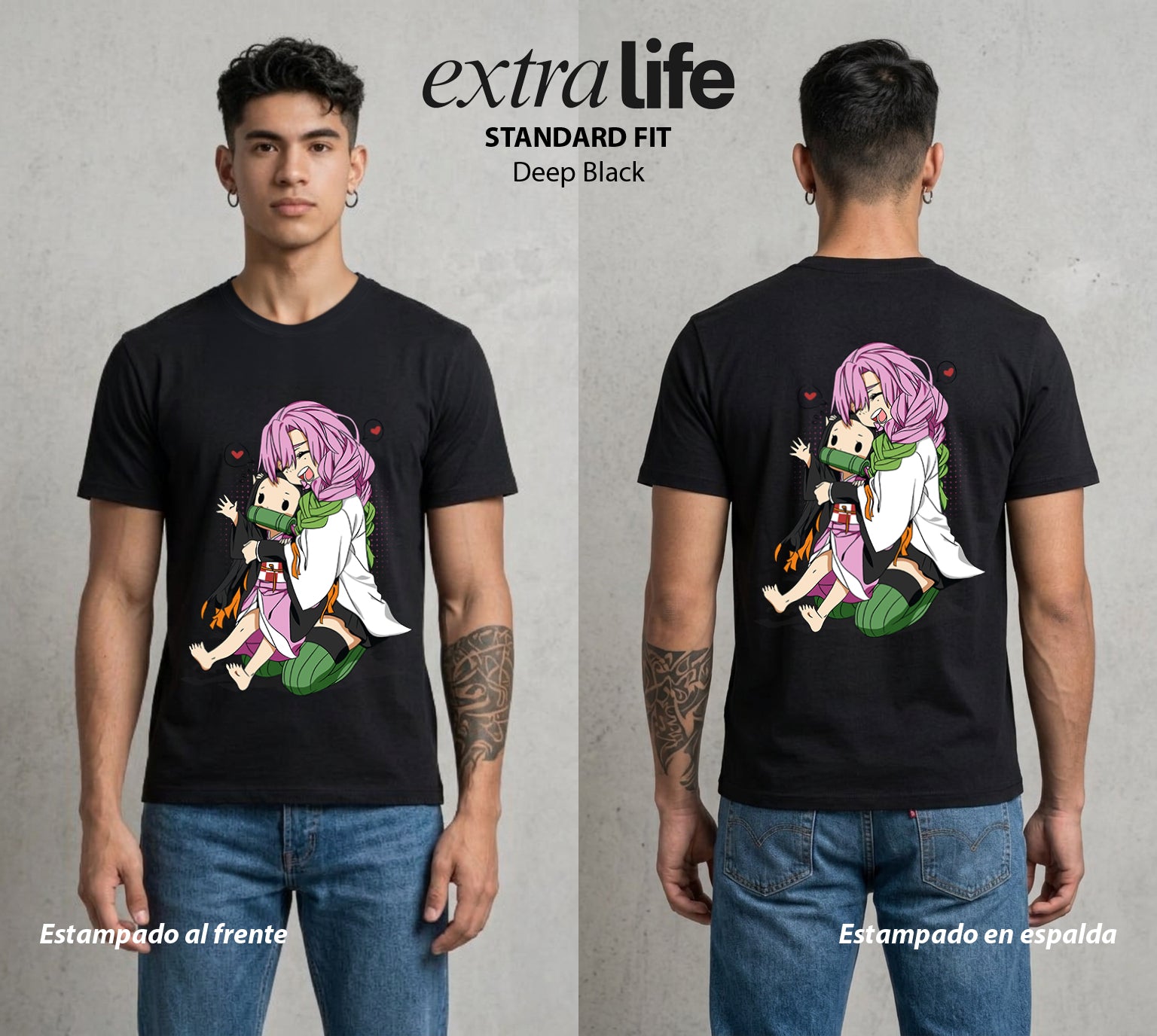 Cazadores de la Noche | La Hermana de Bambu #01105 - Playera Standard Fit | Deep Black - Foto en modelo