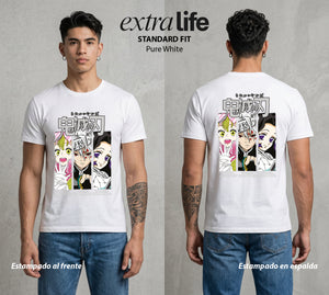 Cazadores de la Noche | La Mariposa Venenosa #01106 - Playera Standard Fit | Pure White - Foto en modelo