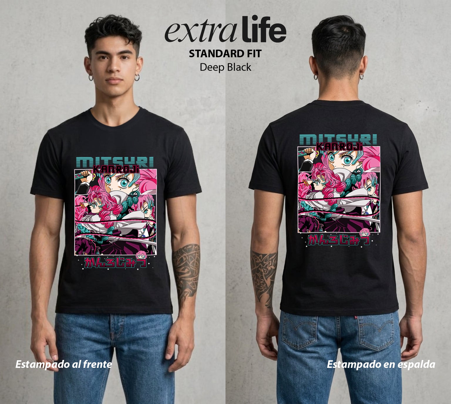 Cazadores de la Noche | La Flexibilidad del Amor #01108 - Playera Standard Fit | Deep Black - Foto en modelo