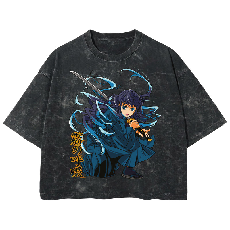 Playera streetwear premium de anime y gaming ExtraLife MX, corte boxy deluxe mineral wash heavyweight en color Acid Wash, moda urbana mexicana de culto.