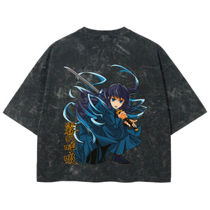 Playera streetwear premium de anime y gaming ExtraLife MX, corte boxy deluxe mineral wash heavyweight en color Acid Wash, moda urbana mexicana de culto.