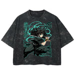 Playera streetwear premium de anime y gaming ExtraLife MX, corte boxy deluxe mineral wash heavyweight en color Acid Wash, moda urbana mexicana de culto.
