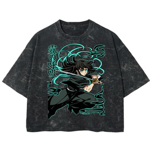 Playera streetwear premium de anime y gaming ExtraLife MX, corte boxy deluxe mineral wash heavyweight en color Acid Wash, moda urbana mexicana de culto.