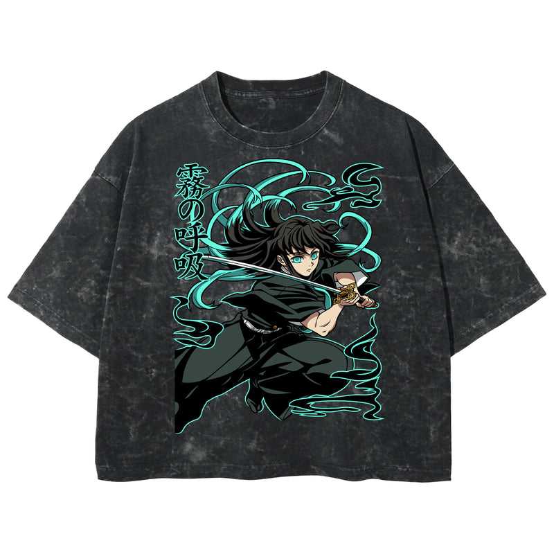 Playera streetwear premium de anime y gaming ExtraLife MX, corte boxy deluxe mineral wash heavyweight en color Acid Wash, moda urbana mexicana de culto.