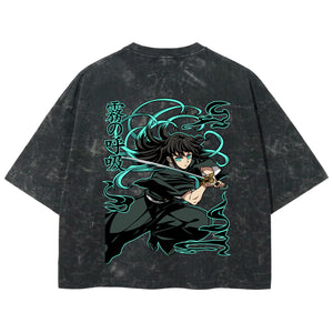 Playera streetwear premium de anime y gaming ExtraLife MX, corte boxy deluxe mineral wash heavyweight en color Acid Wash, moda urbana mexicana de culto.