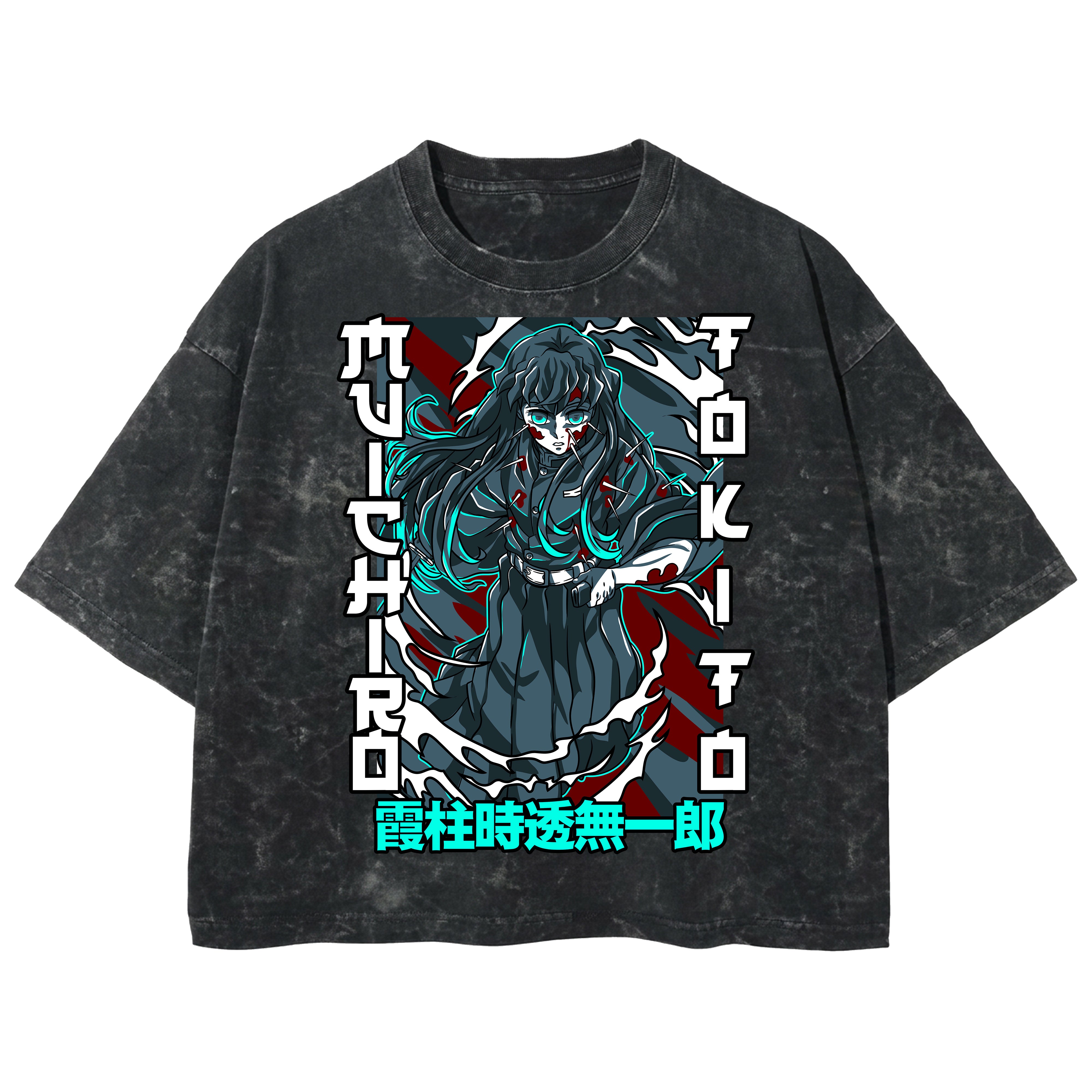 Playera streetwear premium de anime y gaming ExtraLife MX, corte boxy deluxe mineral wash heavyweight en color Acid Wash, moda urbana mexicana de culto.