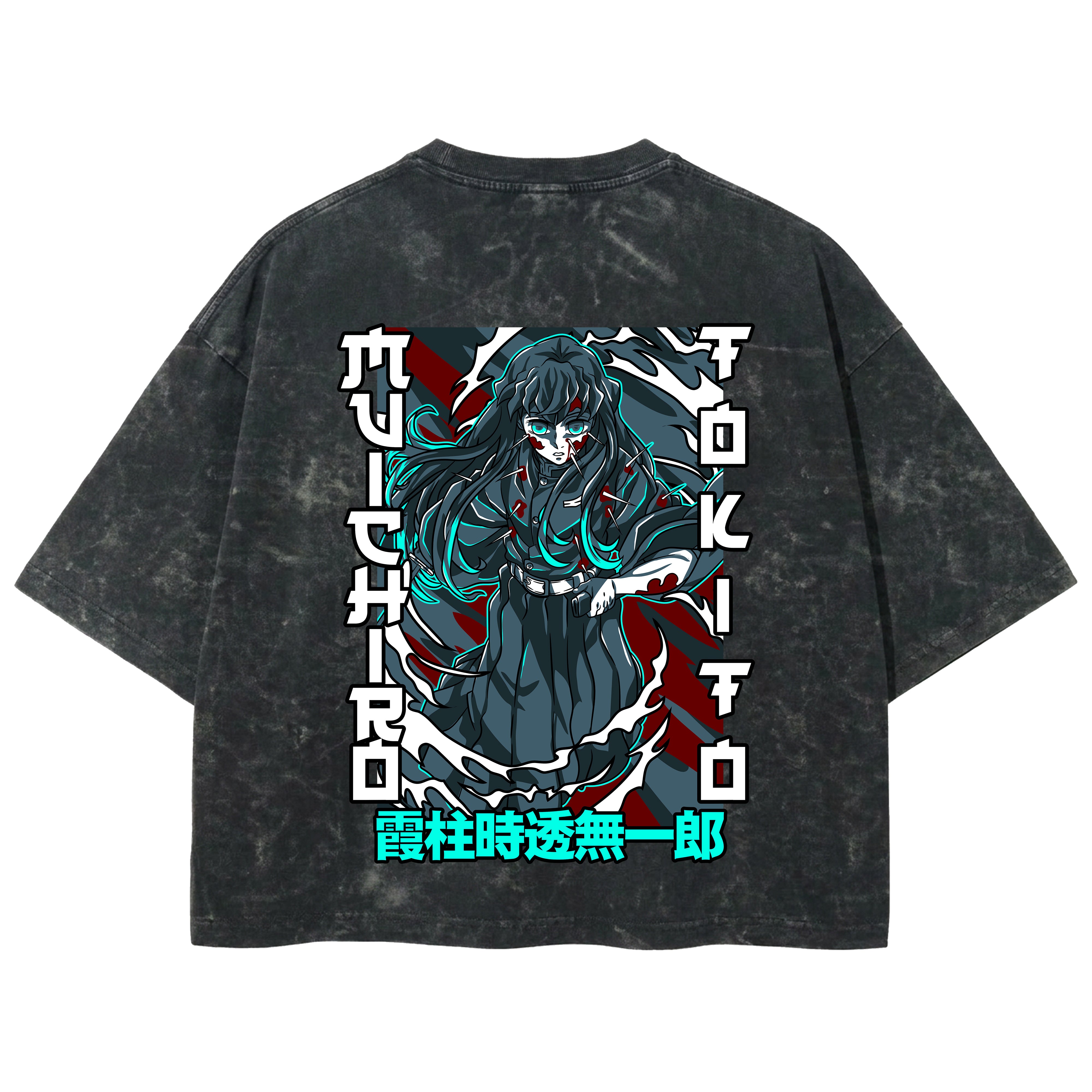 Playera streetwear premium de anime y gaming ExtraLife MX, corte boxy deluxe mineral wash heavyweight en color Acid Wash, moda urbana mexicana de culto.