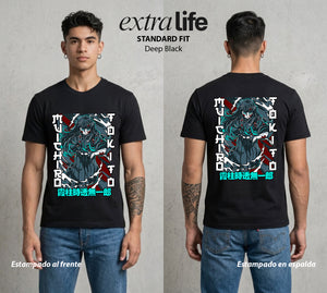 Cazadores de la Noche | El Joven del Pilar #01112 - Playera Standard Fit | Deep Black - Foto en modelo